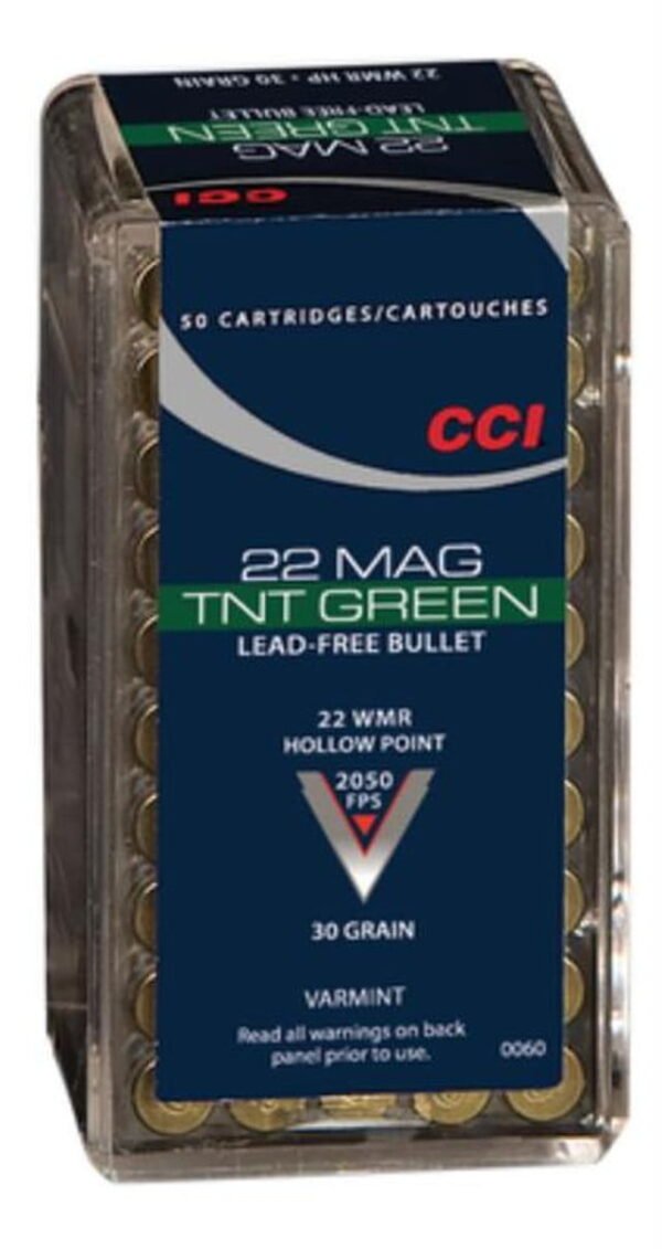 CCI TNT Green .22 Magnum 30gr, Lead Free, Hollow Point, 50rd Box