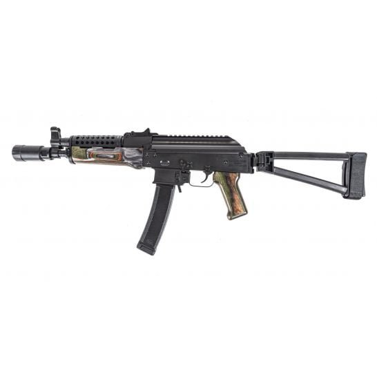 PSA AK-V 9mm Triangle Folding Pistol with Cheese Grater Upper Hand Guard and Linear Comp Flash Can, "Voodoo