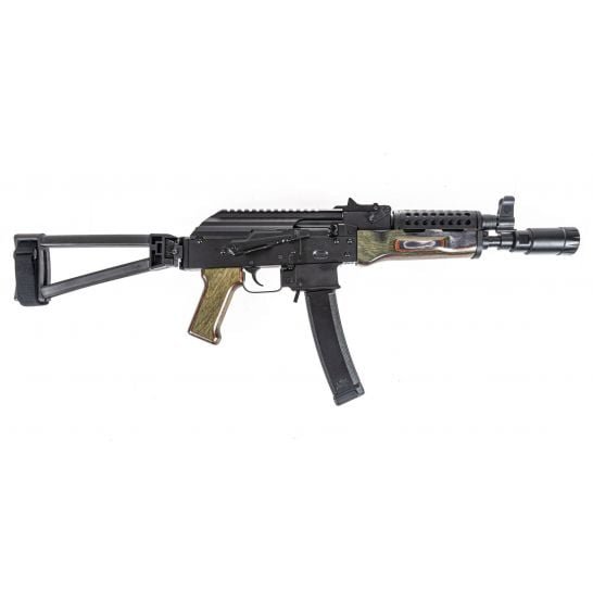 PSA AK-V 9mm Triangle Folding Pistol with Cheese Grater Upper Hand Guard and Linear Comp Flash Can, "Voodoo