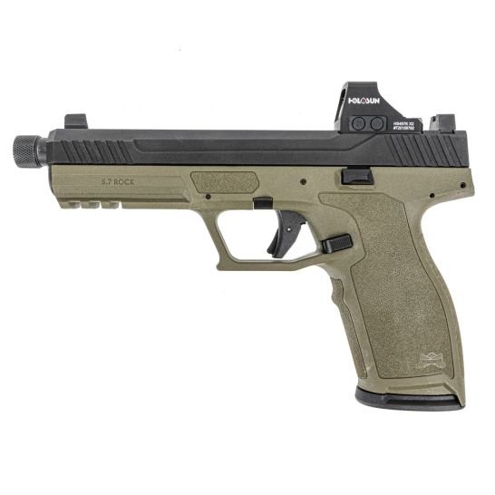 PSA 5.7 Rock Optics Ready Pistol With Threaded Barrel & Holosun 407k Reflex Sight, Two-Tone Sniper Green Rating: 98% of100  (37)