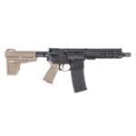 PSA 7.5″ Pistol-Length 5.56 NATO 1/7 Nitride 7″ Lightweight Hex M-Lok MOE Shockwave Pistol, Flat Dark Earth