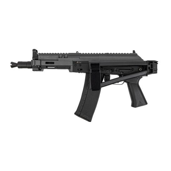 Soviet Arms 300 BLK Krink Triangle Side Folding Pistol, MK3 Krink Chassis Carbon Gray, ALG, and Soviet Arms Grip