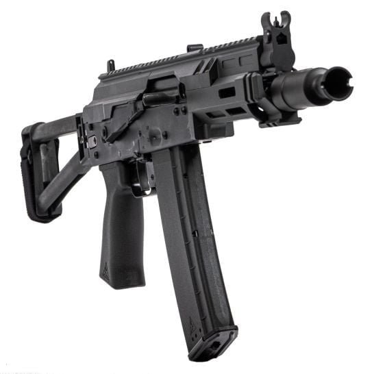 Soviet Arms 300 BLK Krink Triangle Side Folding Pistol, MK3 Krink Chassis Carbon Gray, ALG, and Soviet Arms Grip