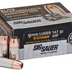 Sig Ammo Elite Performance V-Crown 9mm 147gr, JHP, 50rd Box