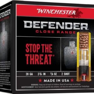 Winchester Defender 20 Ga 2.75" Shell, 7/8 oz, 2 Shot, 10rd Box