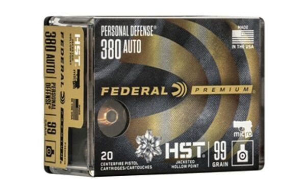 Federal Premium Personal Defense .380 ACP, 99gr, Hydra-Shok Deep Hollow Point, 20rd Box