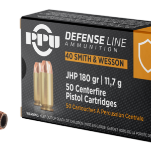 PPU Defense .40 S&W, 180gr, Jacketed Hollow Point, 50rd Box