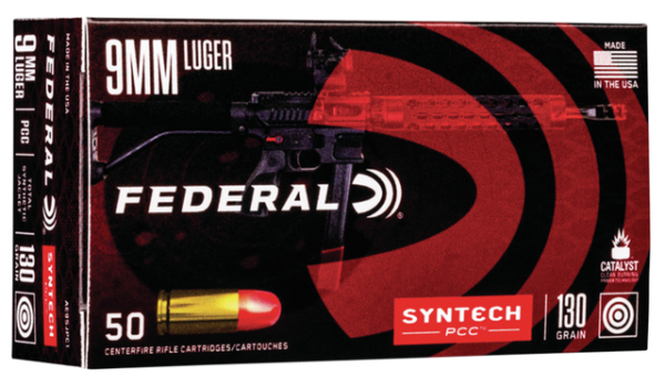 Federal American Eagle 9mm 130gr, Total Syntech Jacket Flat Nose, 50rd Box
