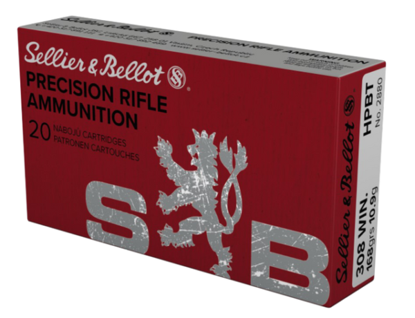 Sellier & Bellot Precision Rifle Ammo, 308 Winchester, 168gr, Boat Tail Hollow Point, 20rd Box