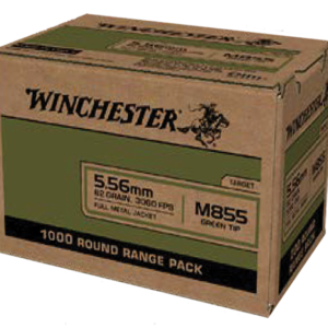 Winchester USA M855 5.56x45mm NATO, 62gr, Full Metal Jacket, Green Tip, 1000rd Case