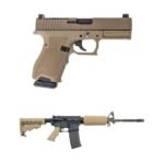 PSA PA-15 16″ M4 Phosphate 5.56 NATO 1/7 Classic Rifle & PSA Compact Dagger 9mm RMR Pistol, Flat Dark Earth