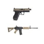 PSA 16″ Nitride 5.56 NATO MOE Rifle & PSA Dagger Compact 9mm Pistol w/ SWR RMR Slide & Rear Sight Rear