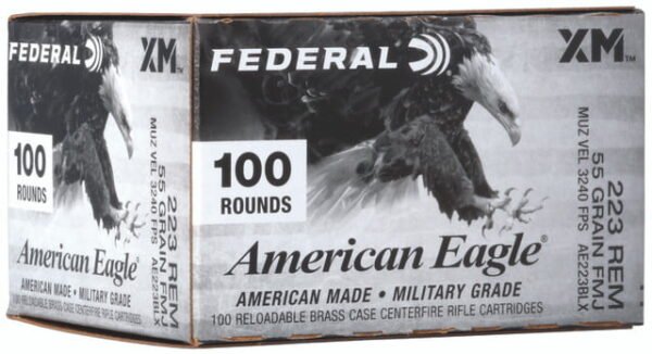 Federal American Eagle .223 Rem, 55gr, Full Metal Jacket Boat-Tail, 100rd Box