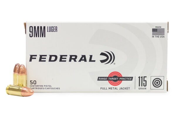 Federal RTP 9mm Range and Target 115gr, FMJ, 50rd Box