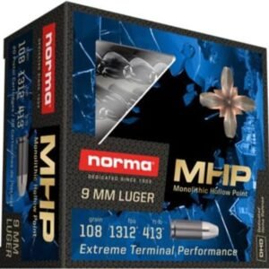 Norma MHP 9mm, 108gr, Monolithic Hollow Point, 20rd Box